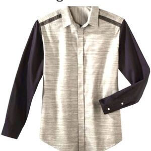 Phillip Lim Mens Casual‎ Gray Black Dressy Shirt L NWT